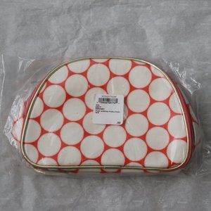 Nordstrom Orange White Polka Dot Makeup Cosmetic Zipper Bag 8" x 5.5" x 3" New